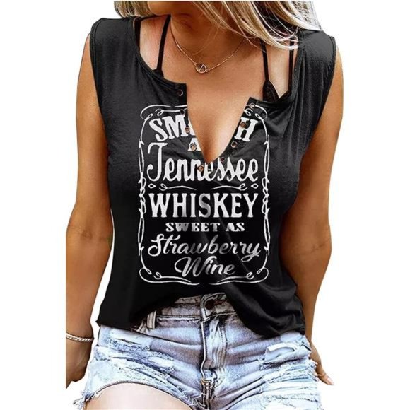 Smooth As Tennessee Whiskey Sweet As Strawberry Wine Tank Top - Picture 1 of 4
